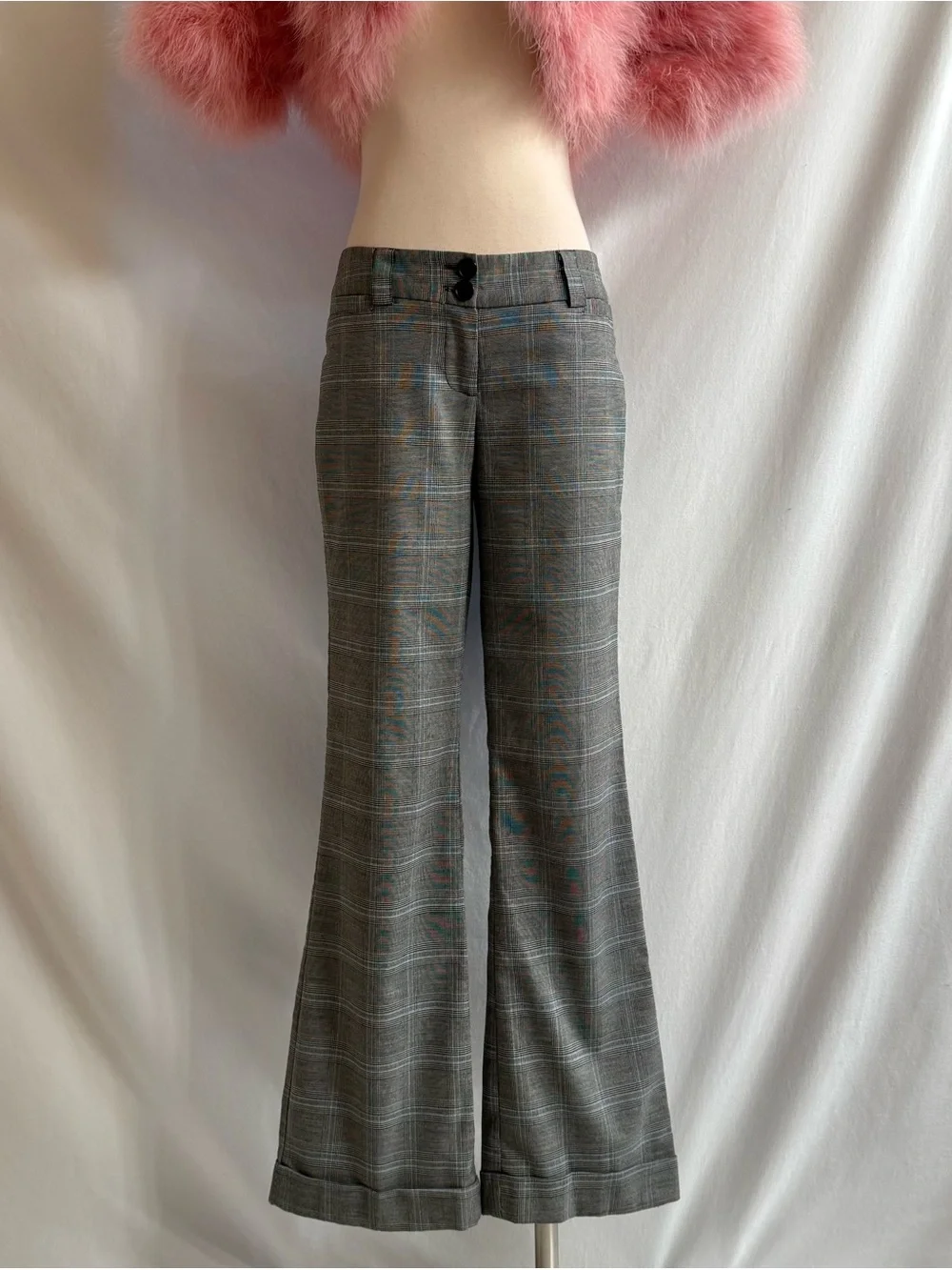 Y2K Low Rise Plaid Flare Pants